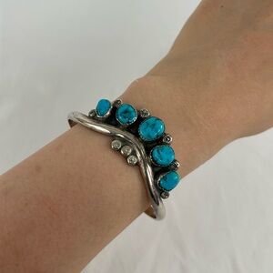 Vintage Handmade Navajo Turquoise Bracelet Bangle Artist Signed